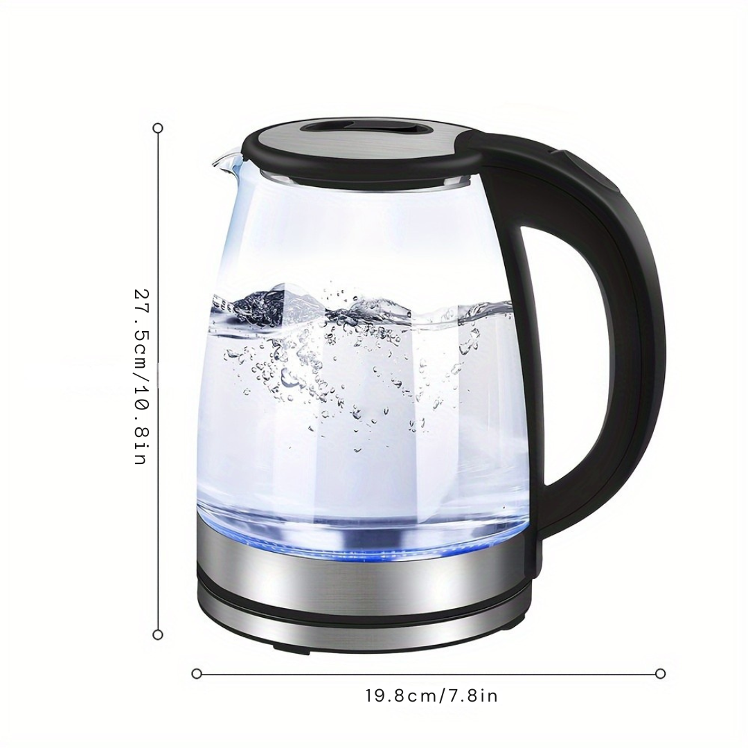 AquaElegance Luxury Glass Electric Kettle | Rapid Boil 2L with LED Light, Auto Shut-Off and Boil-Dry Protection for Safe and Stylish Use in the Kitchen