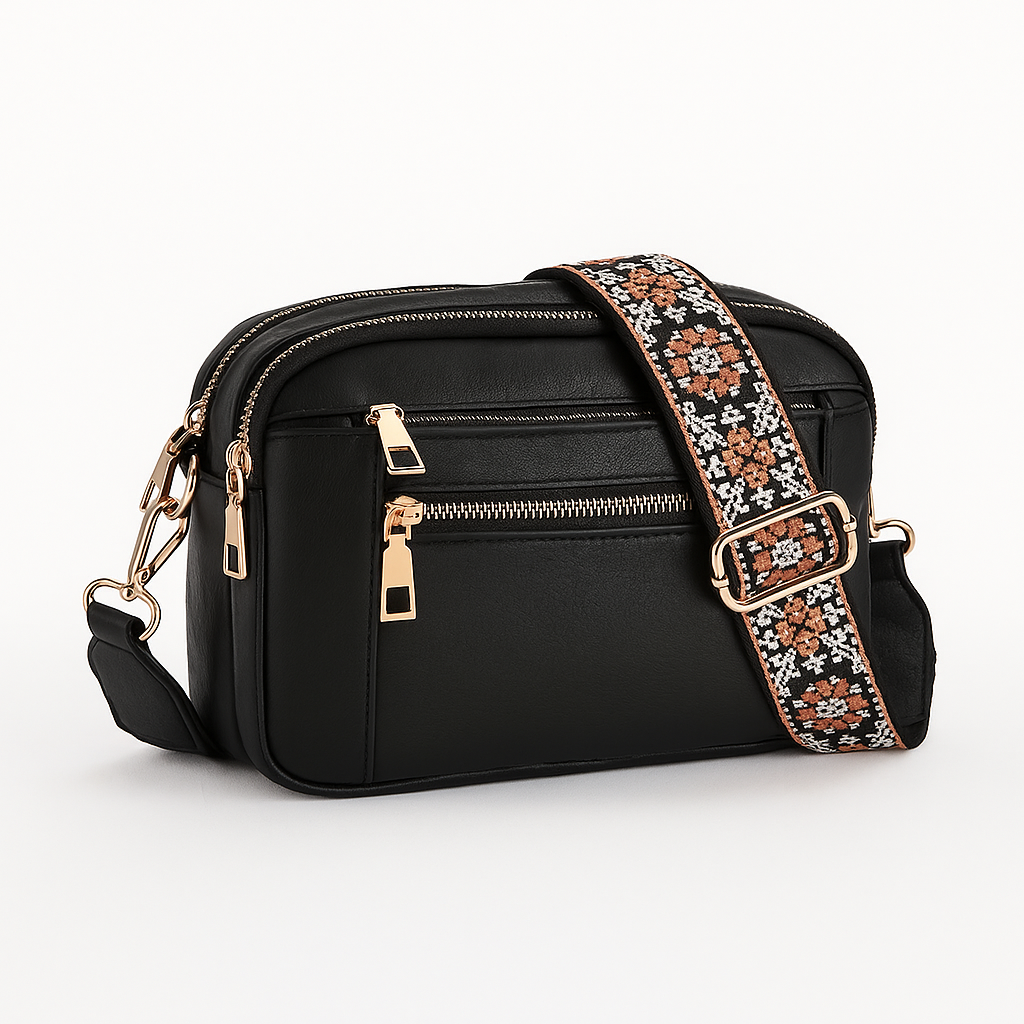 Bohemian-style vegan leather shoulder bag for women
