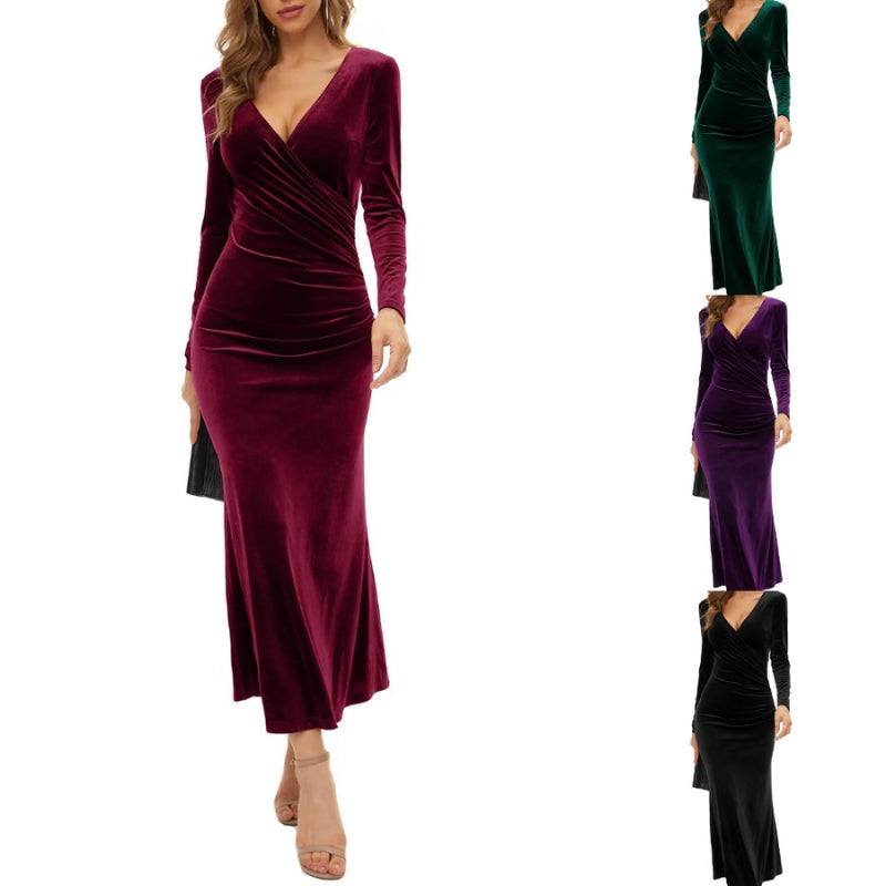 Casual φόρεμα με μακριά μανίκια και λαιμόκοψη V