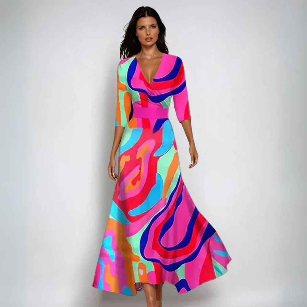 FrenchEmily | Elegant Autumn Floral Wrap Dress