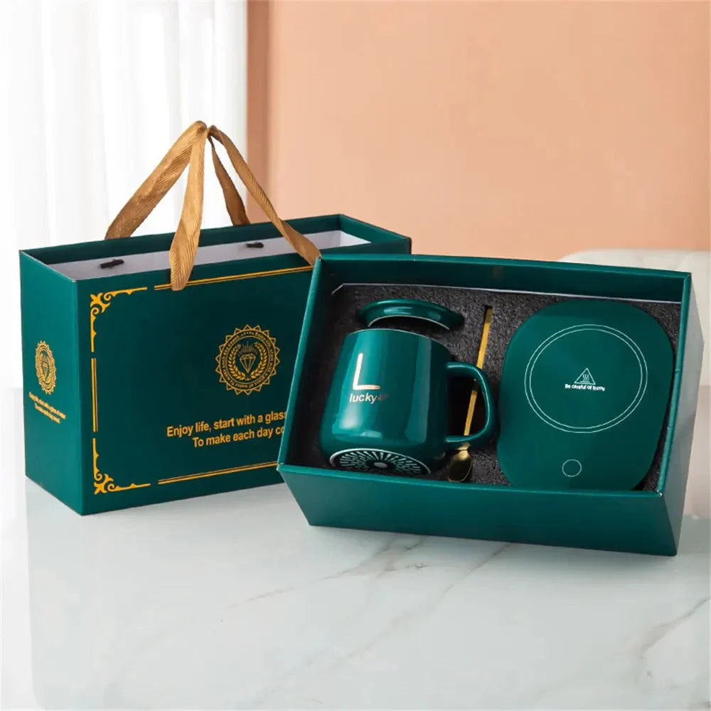 Innovative Heated Mug Set – Ceramic Cup with Smart Warming Coaster