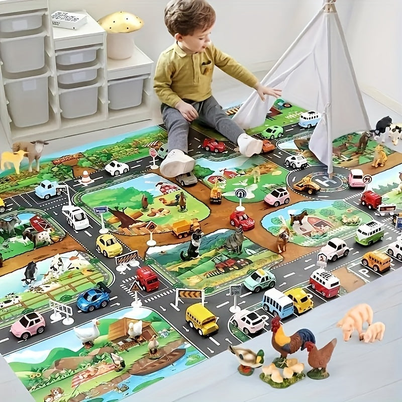 Interactive Play Mat for Children – Colorful Farm and Traffic Design