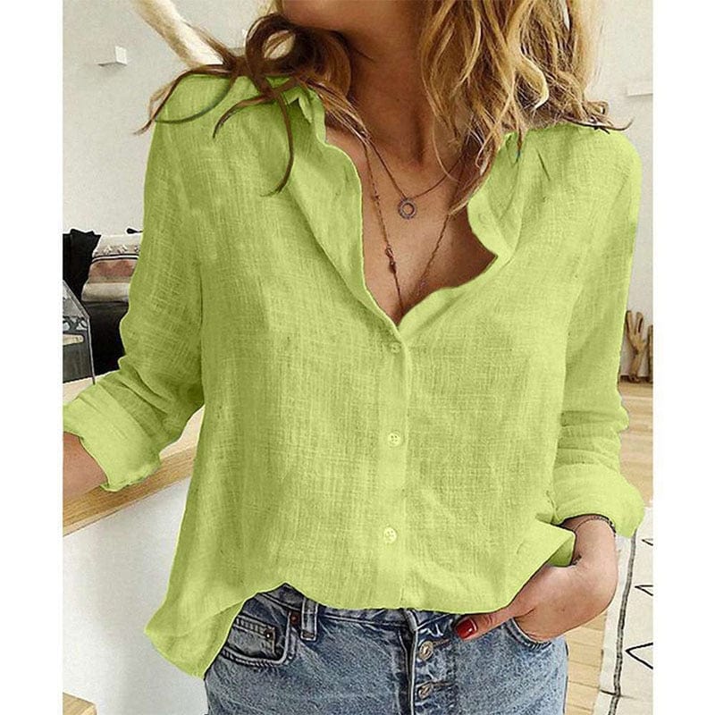 Linen Shirt with Collar for Autumn