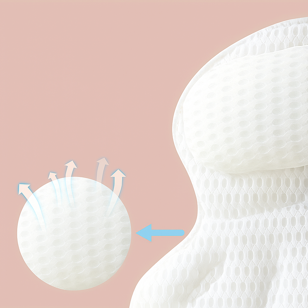 LuxieSpa 4D Luxury Bath Pillow - Breathable Pillow with Neck and Back Support for a Relaxing Bath