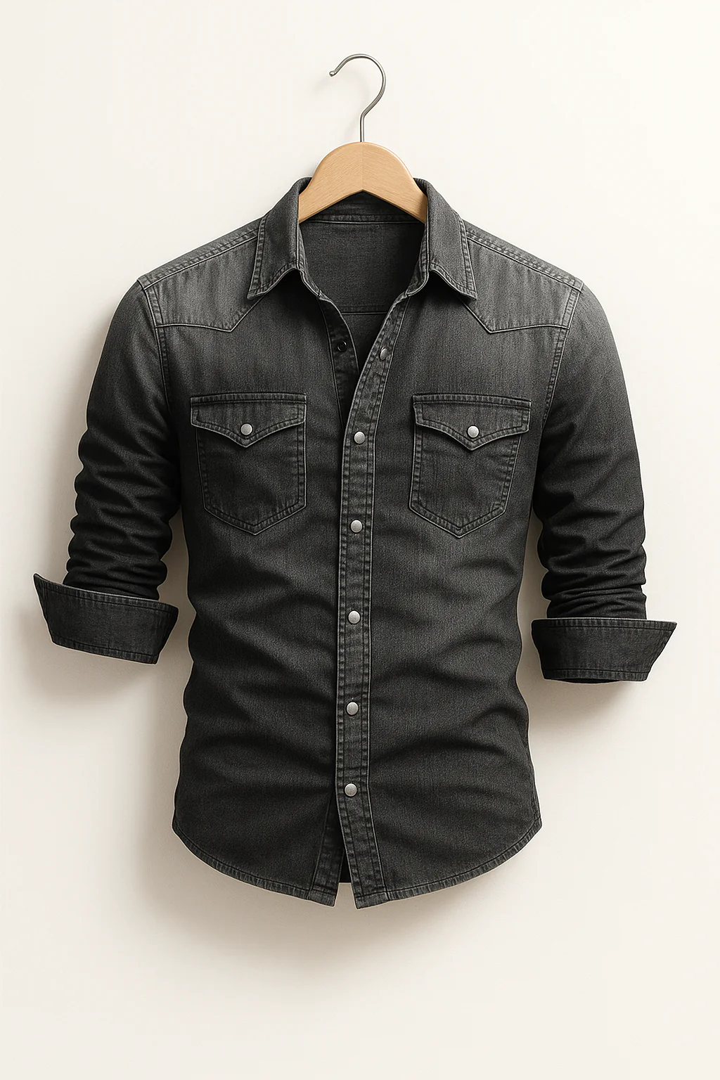 Men's Long-Sleeved Slim Fit Denim Shirt