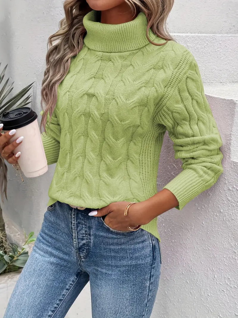 Mila - Women's Winter Twist Turtleneck Jumper in Wool
