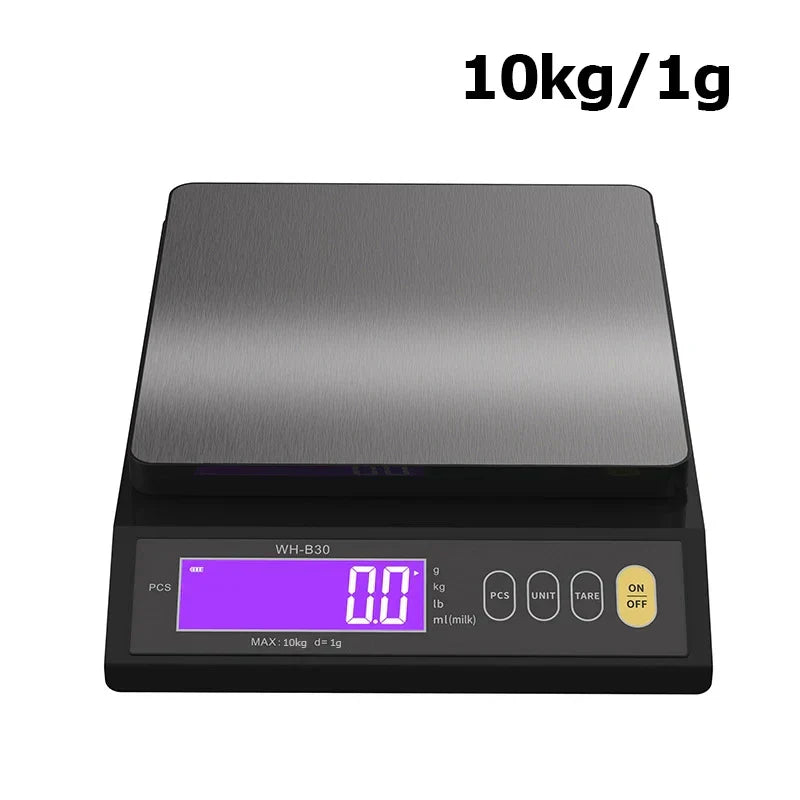 Nokmo | 5 kg/0.1 g and 10 kg/1 g digital electronic kitchen scale, LCD screen, fully waterproof stainless steel tool for baking