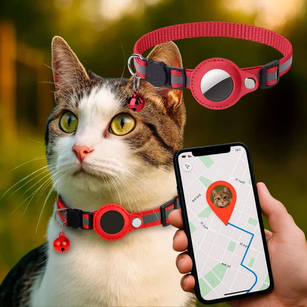 Nokmo | GPS Collar for Cats with Reflective Design