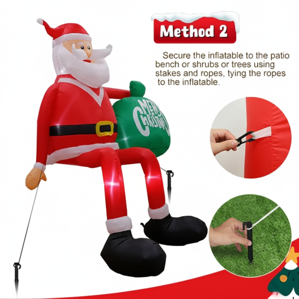 Nokmo | Inflatable LED Climbing Santa Claus | 2.4 m Tall | Outdoor
