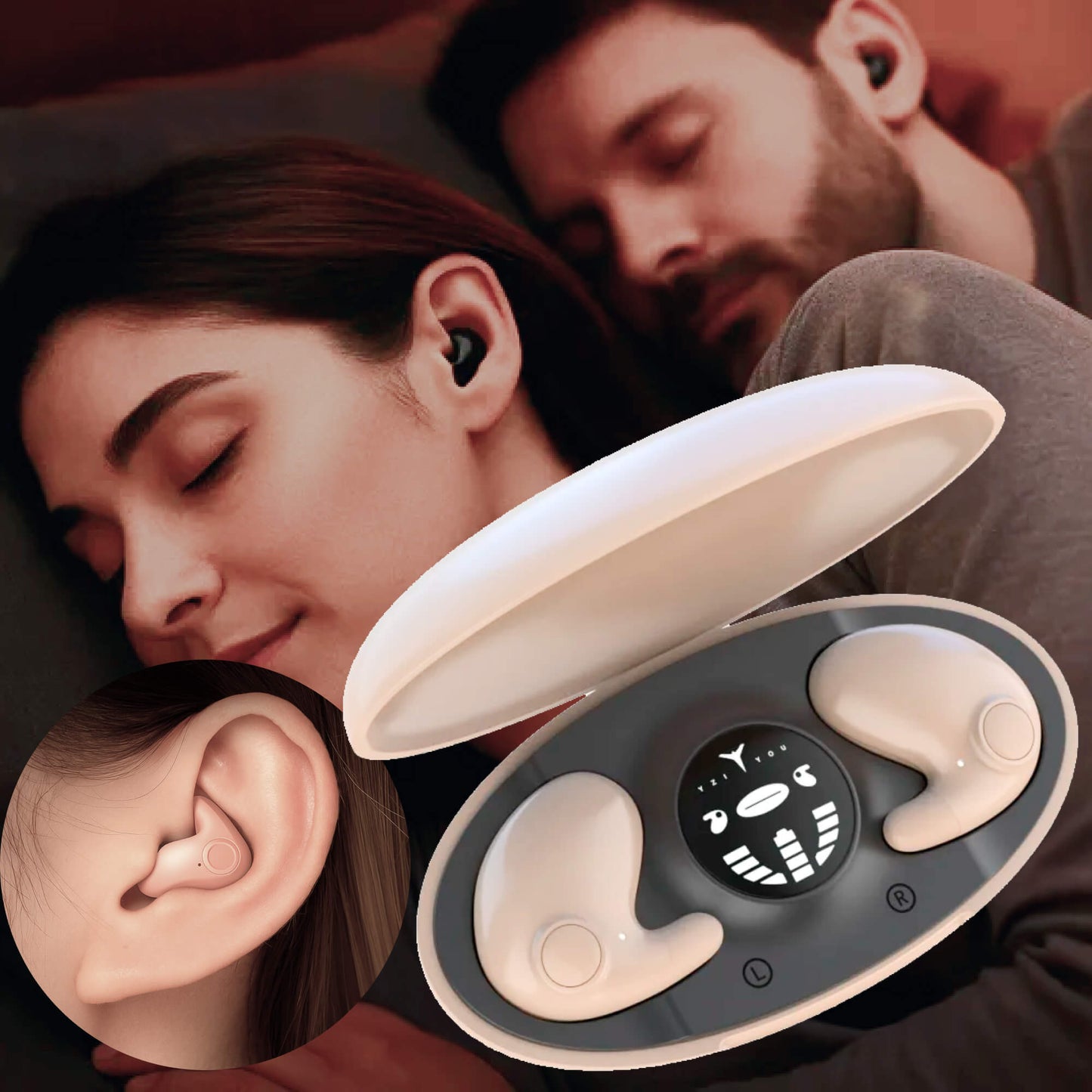 Nokmo | Invisible Wireless Sleep Headphones | IPX5 Waterproof, Bluetooth 5.3 for Comfortable Sleep and Relaxation