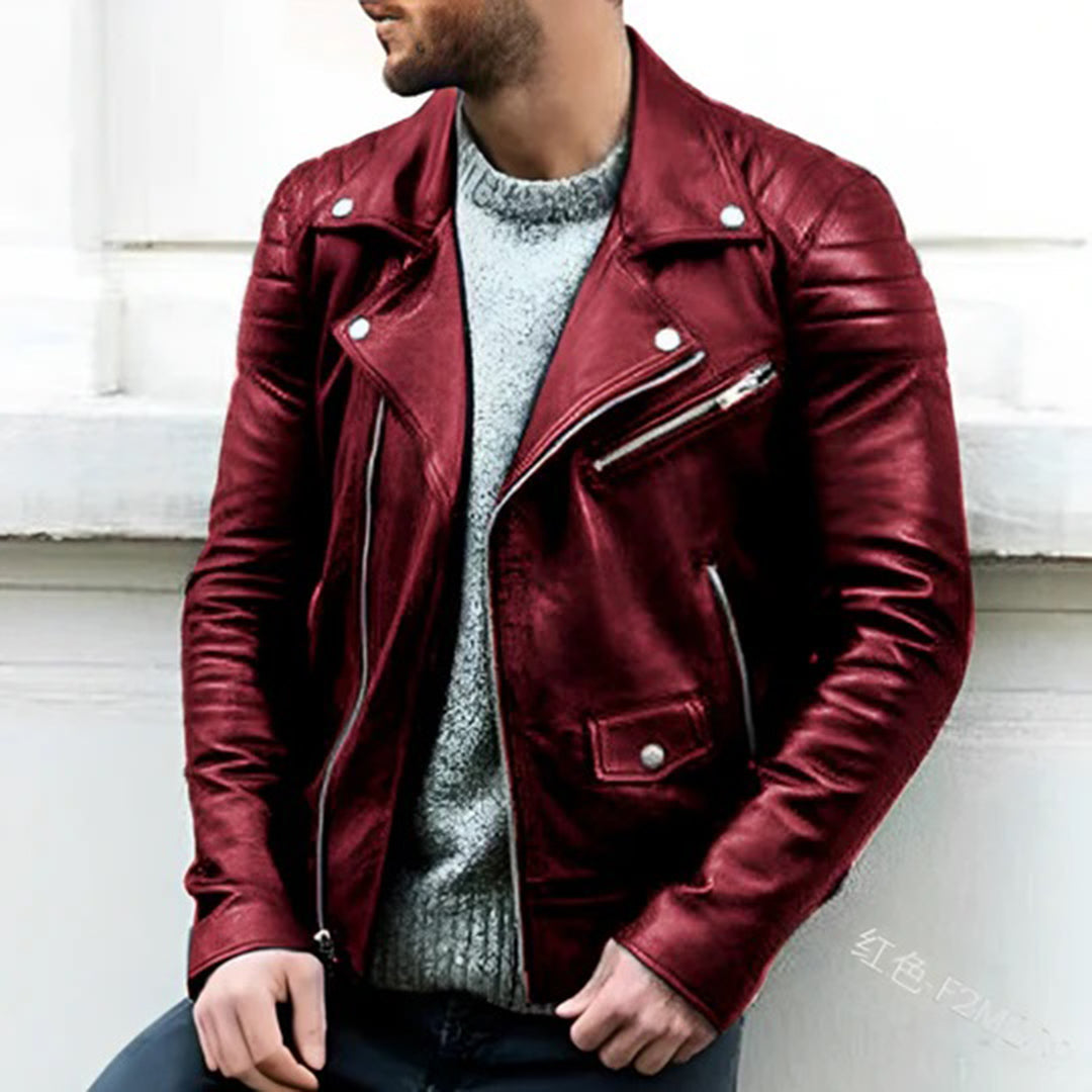 Nokmo | Men's Biker Jacket with Asymmetrical Zip