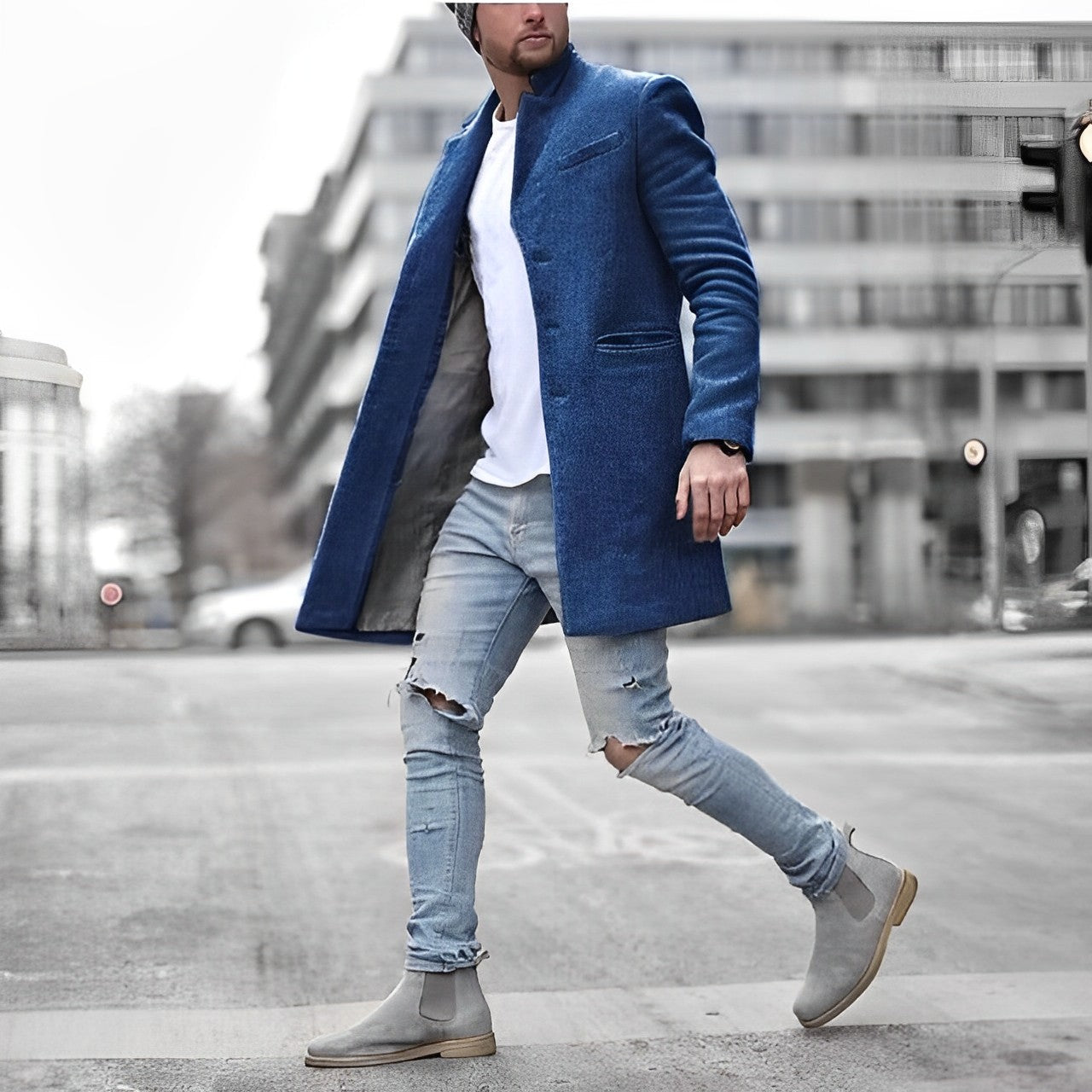 Nokmo | Men's Mid-Length Lapel Collar Coat