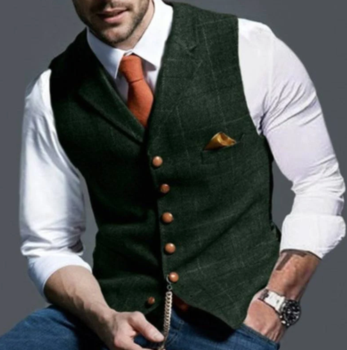 Nokmo | Men's Plaid Vest with Button Front