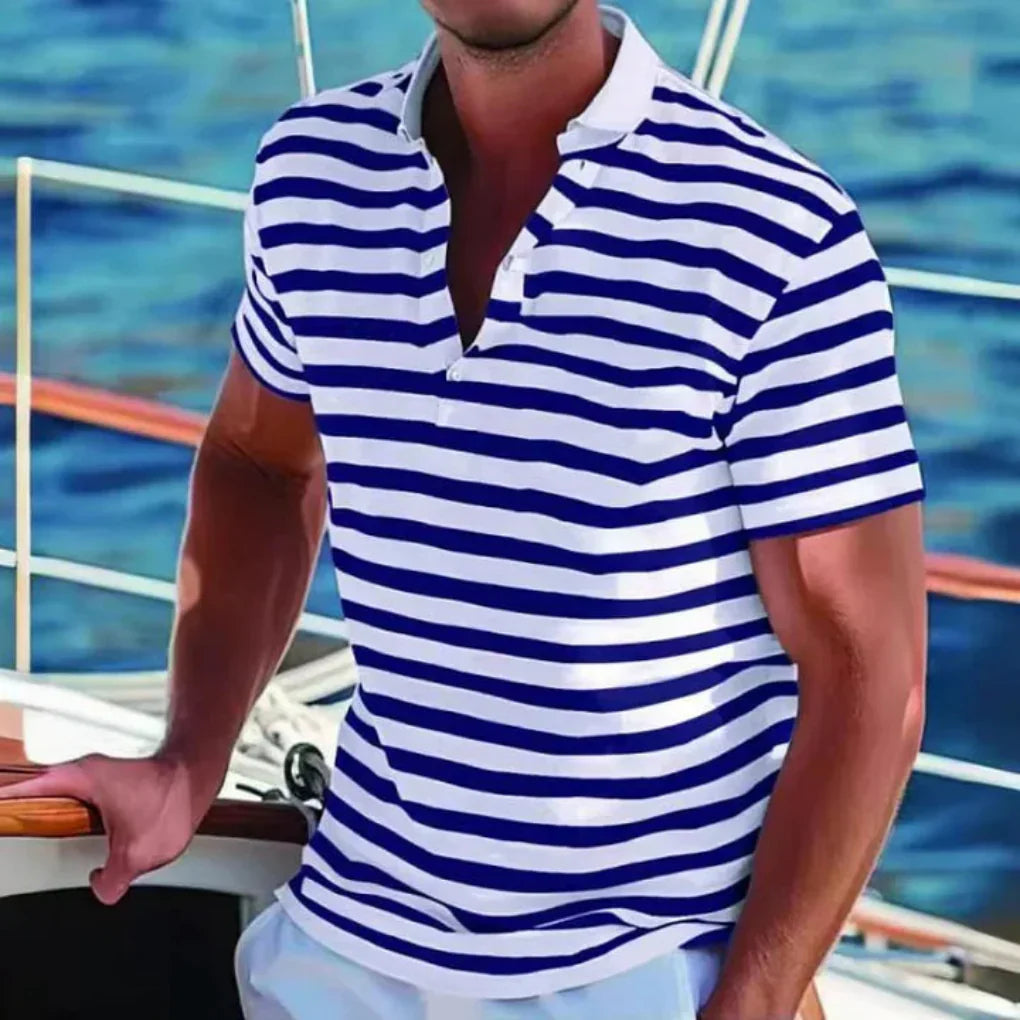 Nokmo | Men's Striped Short Sleeve Polo Shirt