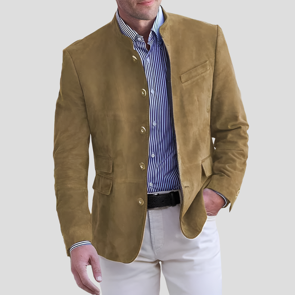 Nokmo | Men's Suede Mandarin Collar Blazer