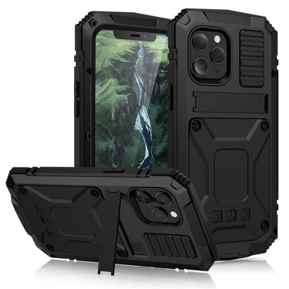 Nokmo | Protective Shockproof Tempered Glass Metal Case for iPhone