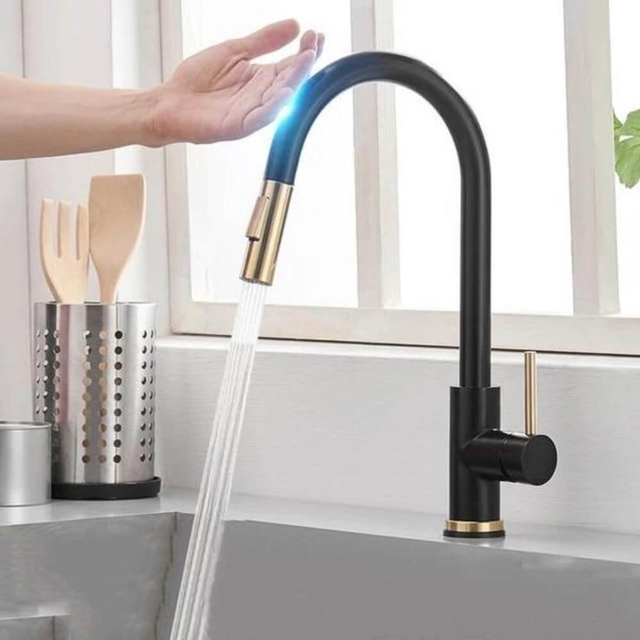 Nokmo | TouchTech Retractable Kitchen Faucet – Sensor Touchless Mixer Tap with Flexible Hose | Modern Brass Faucet