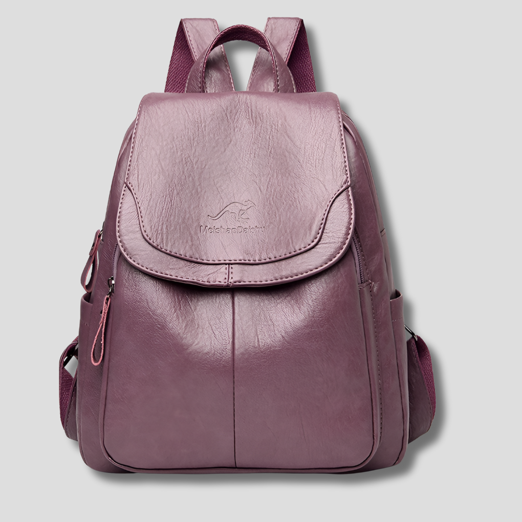 Nokmo | Women's Anti-Theft Leather Backpack with Embossed Detail