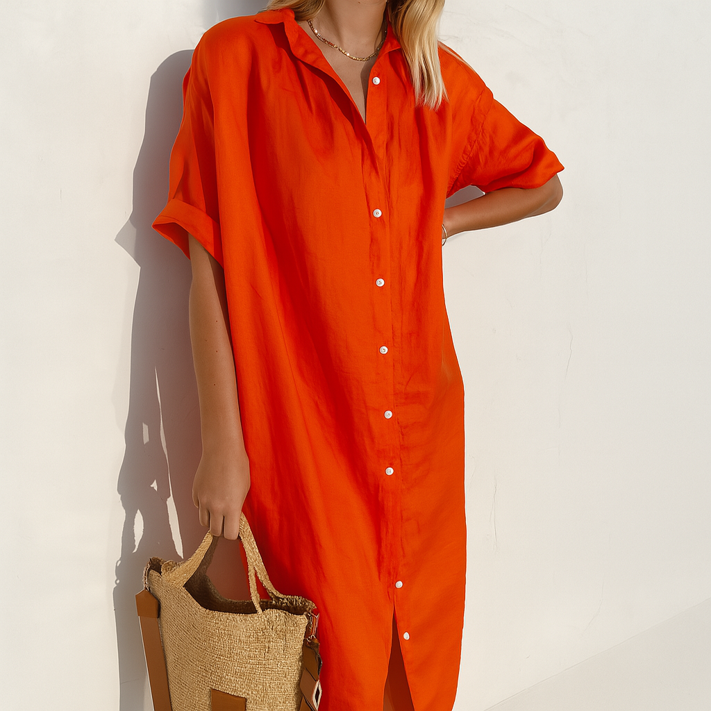 Nokmo | Women's Button-Front Midi Shirt Dress