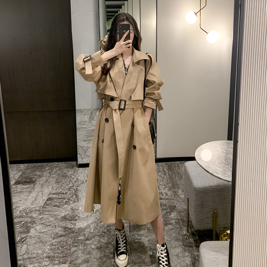 Nokmo | Women's Full Length Trench Coat with Buttons