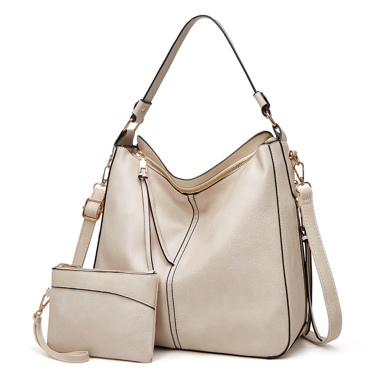 Nokmo | Women's Hobo Shoulder Bag with Gold Hardware