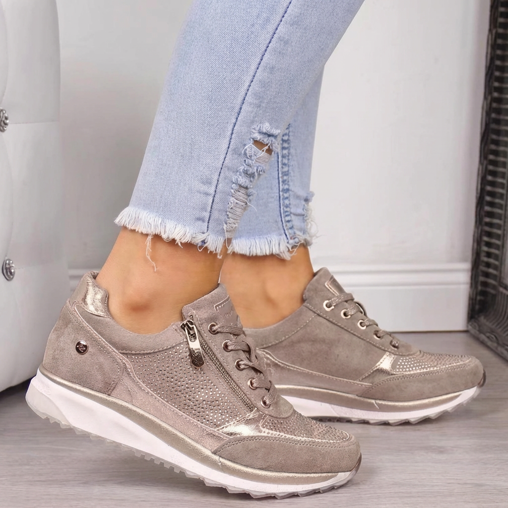 Nokmo | Women's Orthopedic Sneakers with Side Zip Detail
