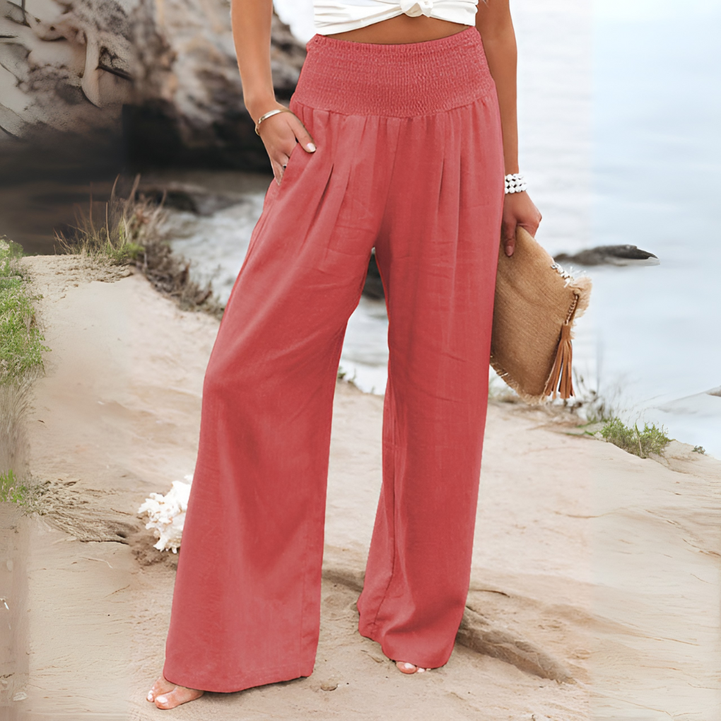 Nokmo | Women's Smocked Waist Wide Leg Pants
