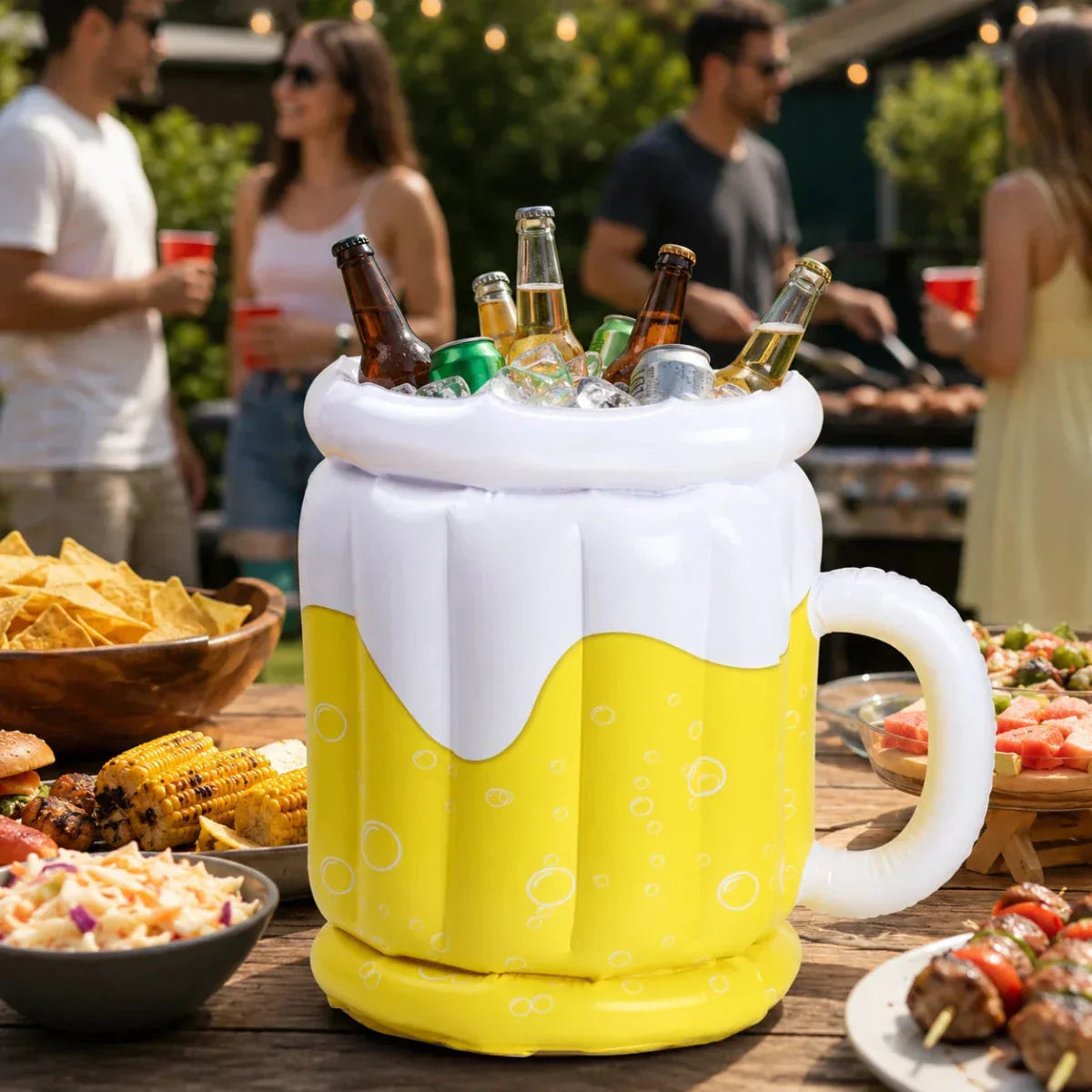 PARTYCHILL – Inflatable Beer Mug Ice Bucket for Chilled Drinks at Any Party