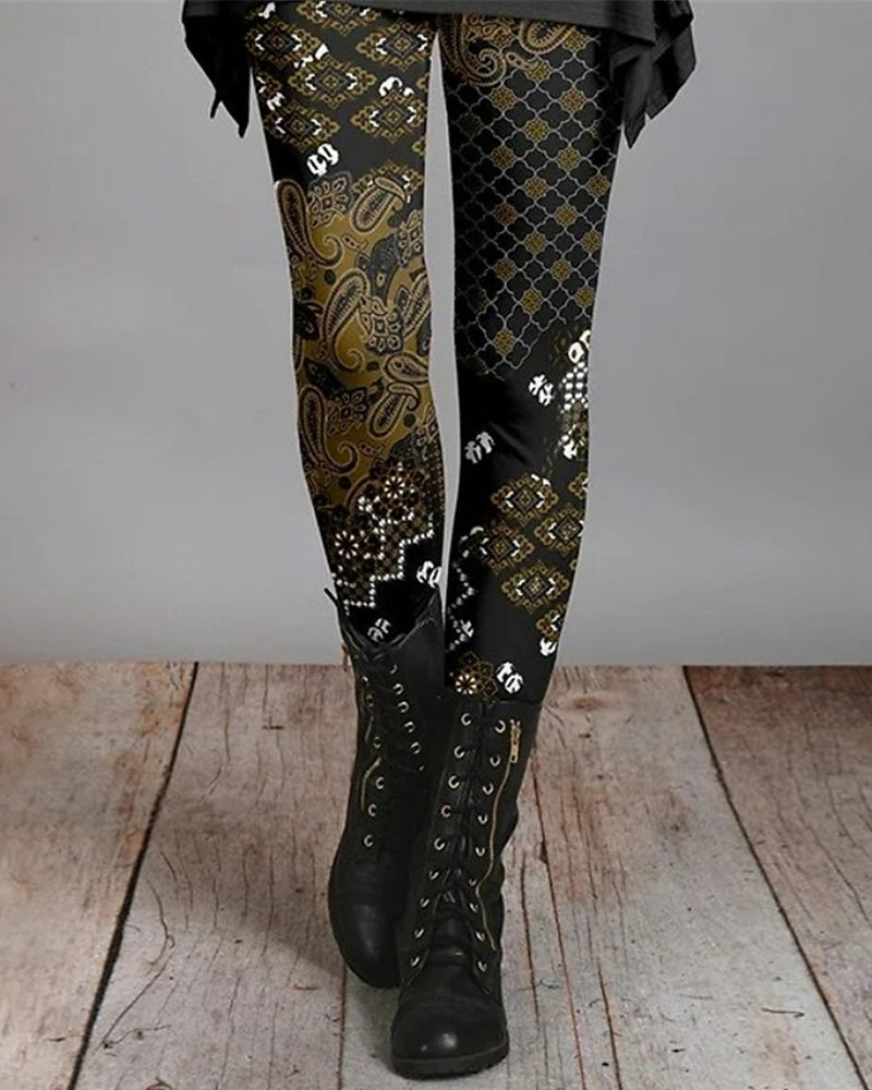 Retro Bohemian Leggings with Ethnic Prints – Ziva