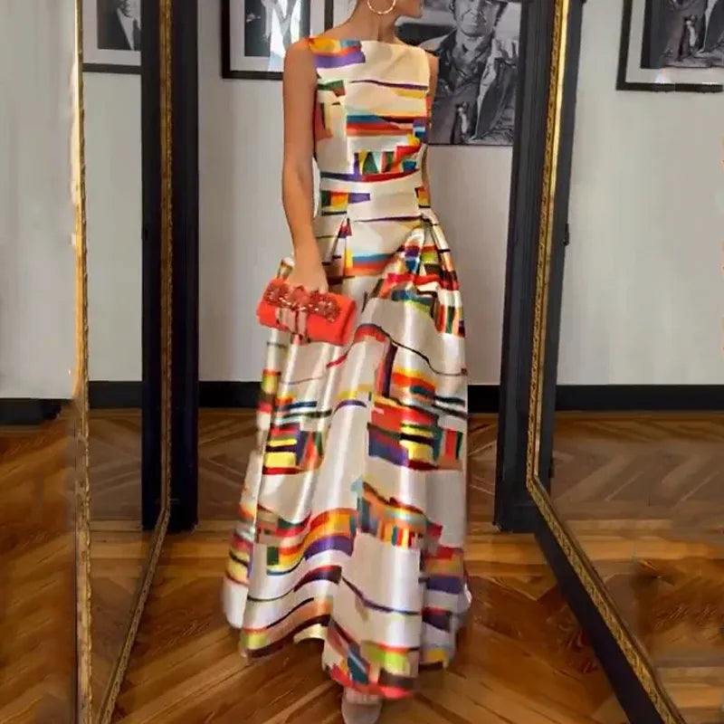 Vernice - Elegant Long Satin Autumn Dress