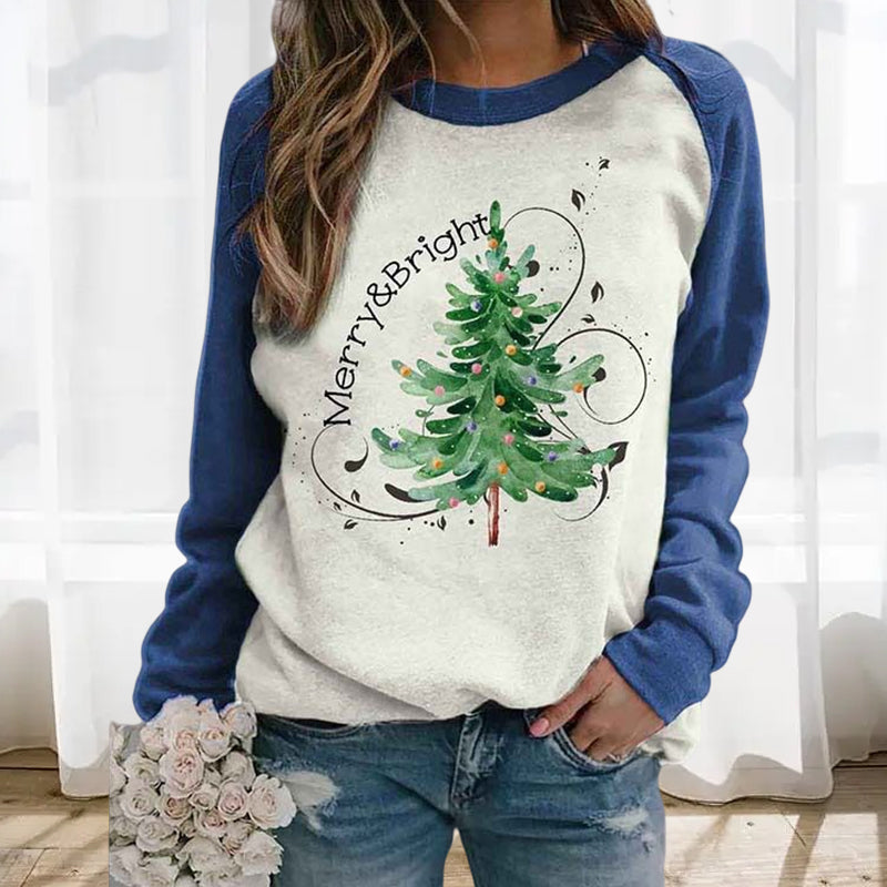 Julesweatshirt til kvinder med juletræ
