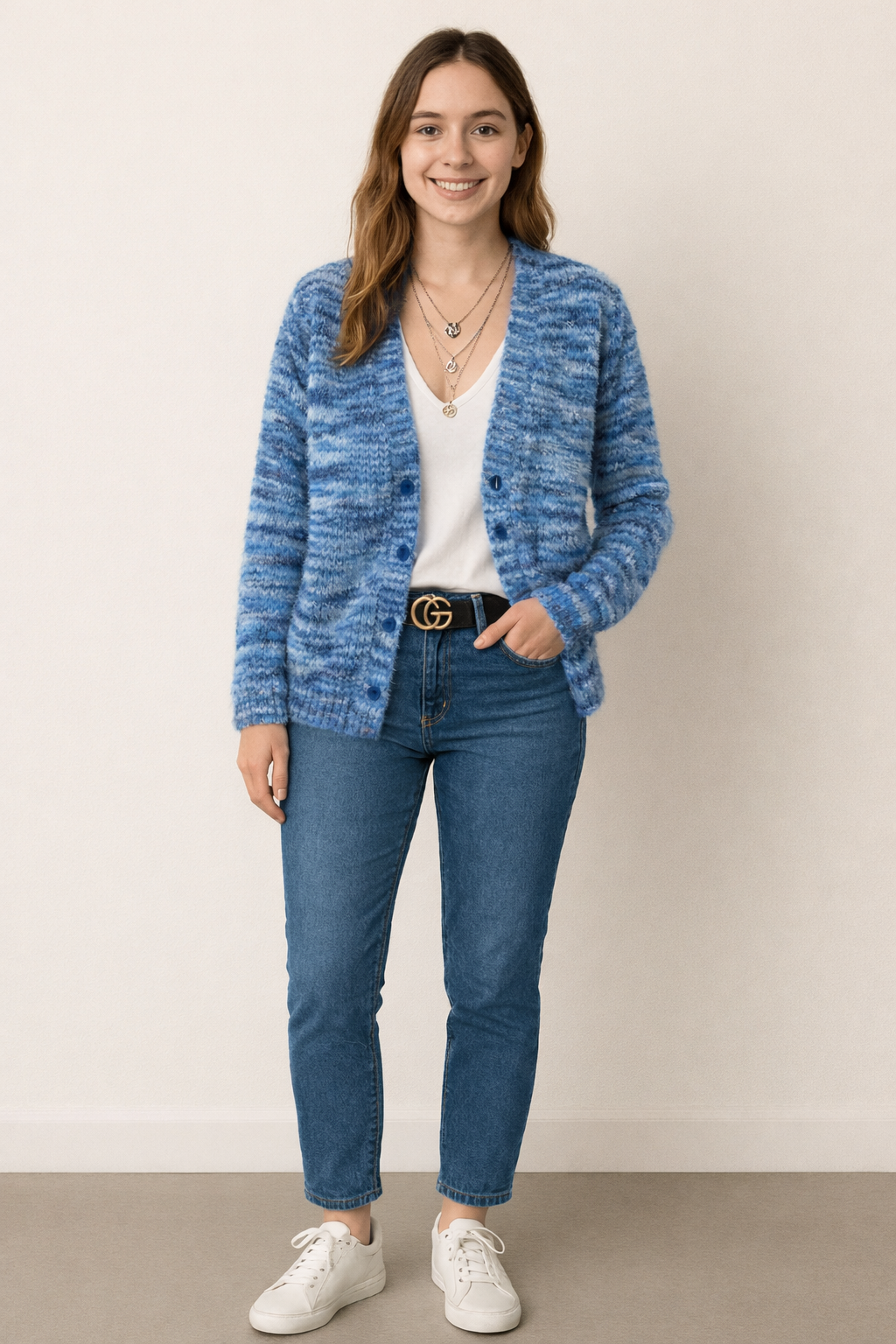 Strikket cardigan til kvinder med åben front