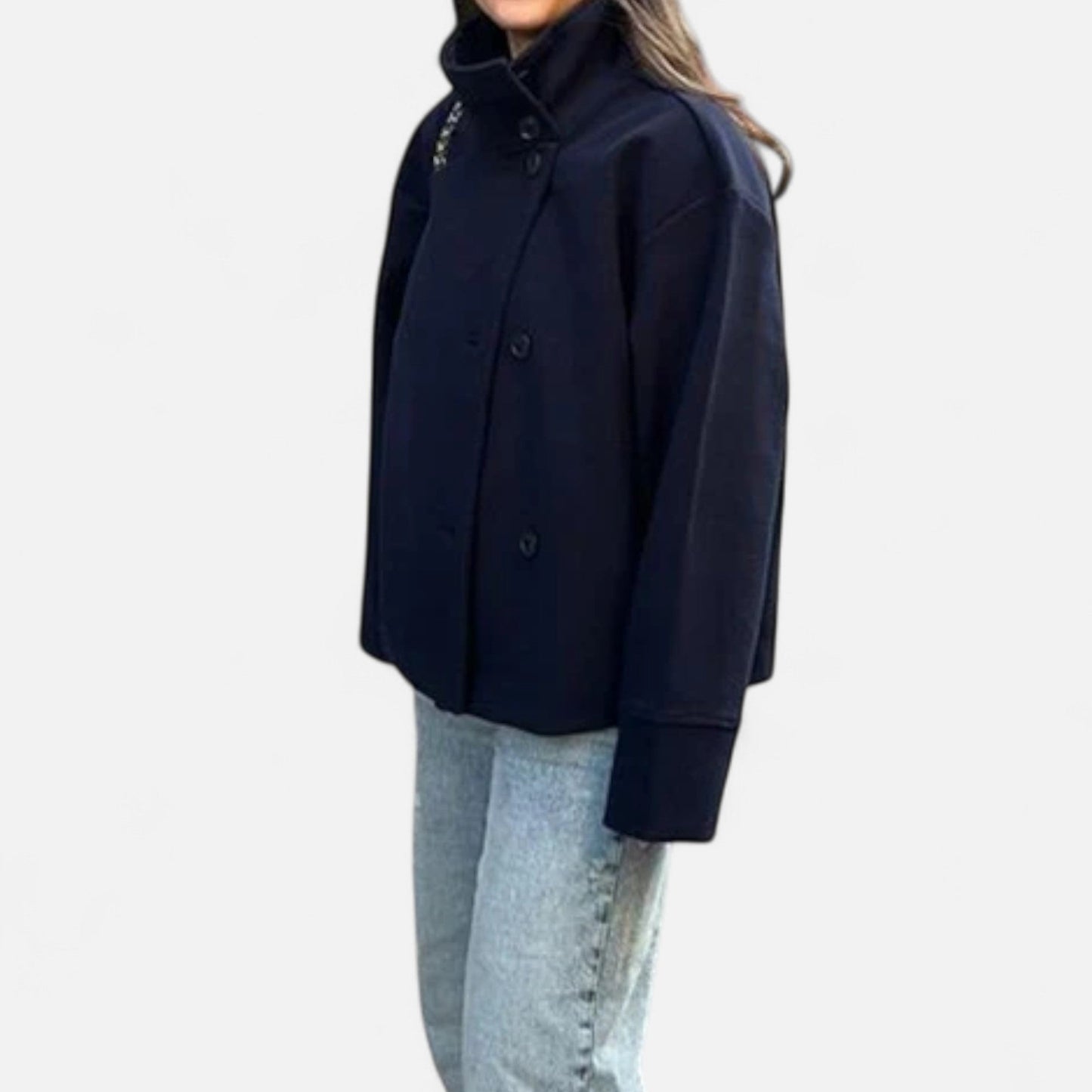Women's Short Coat with Chic High Collar