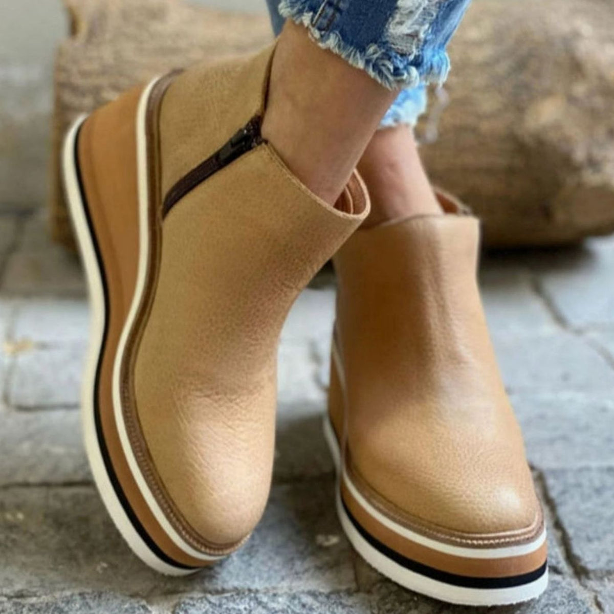 Chelsea-støvler til kvinder med kilehæl og plateau, slip-on