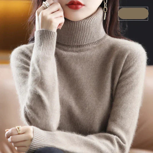 Sweater i 100 % ren kashmir med høj hals til efterår og vinter