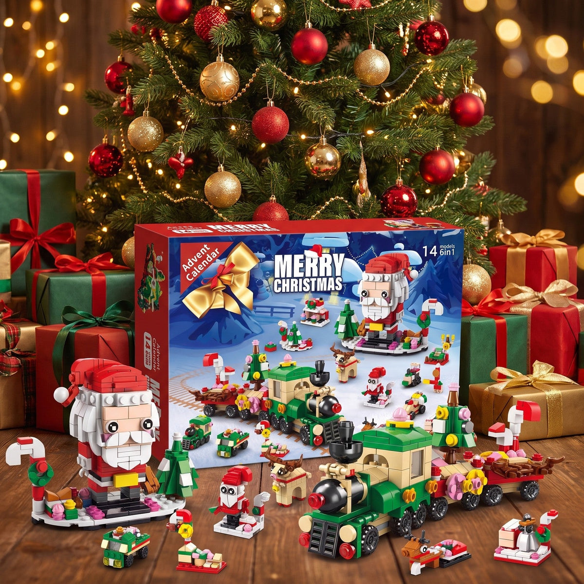 12-Door Christmas Brick Advent Calendar, 14 Builds, 6 in 1, 8 Versions
