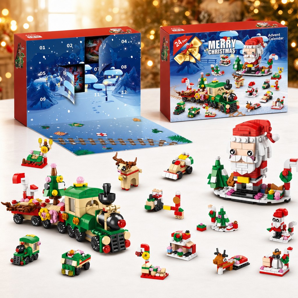 12-Door Christmas Brick Advent Calendar, 14 Builds, 6 in 1, 8 Versions