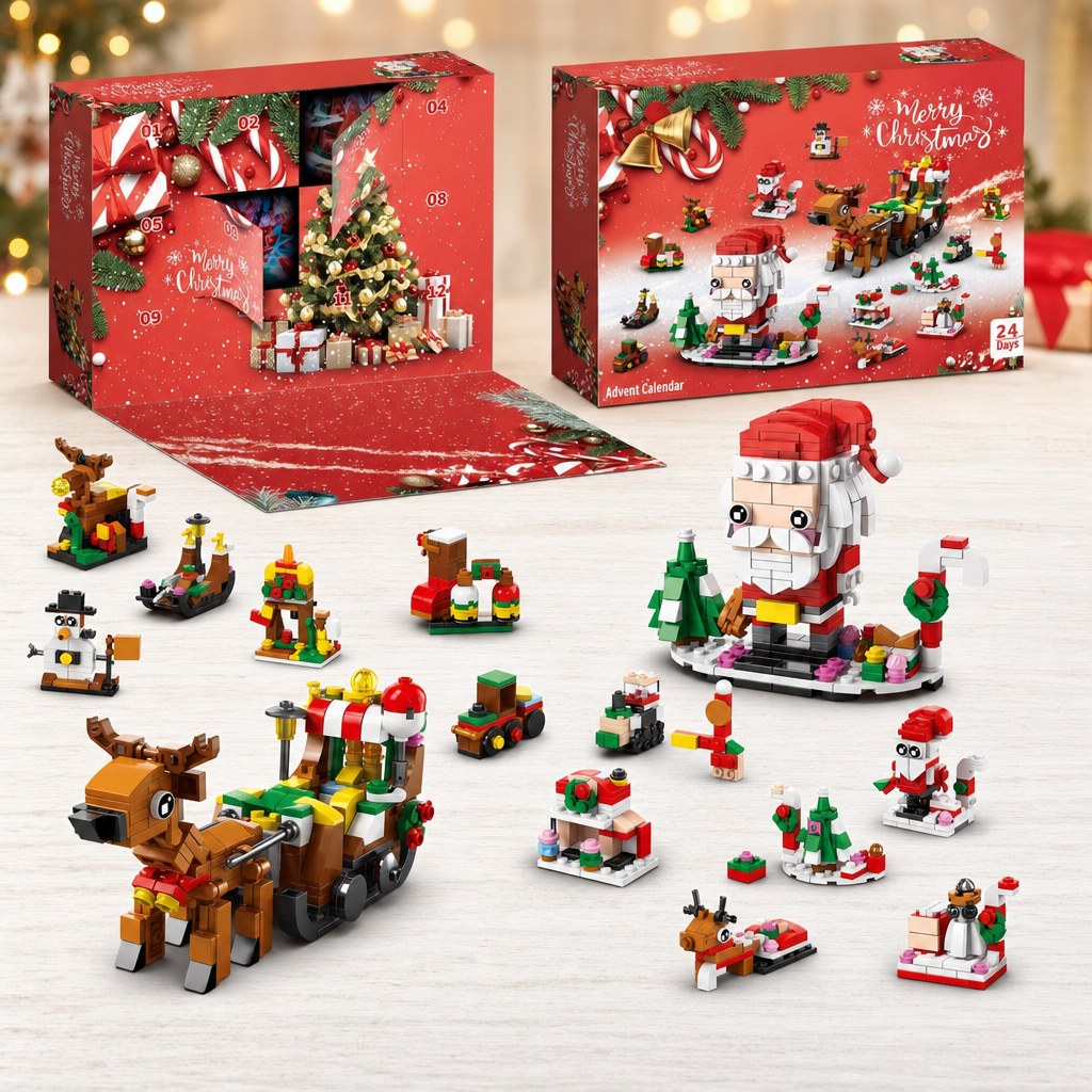 12-Door Christmas Brick Advent Calendar, 14 Builds, 6 in 1, 8 Versions