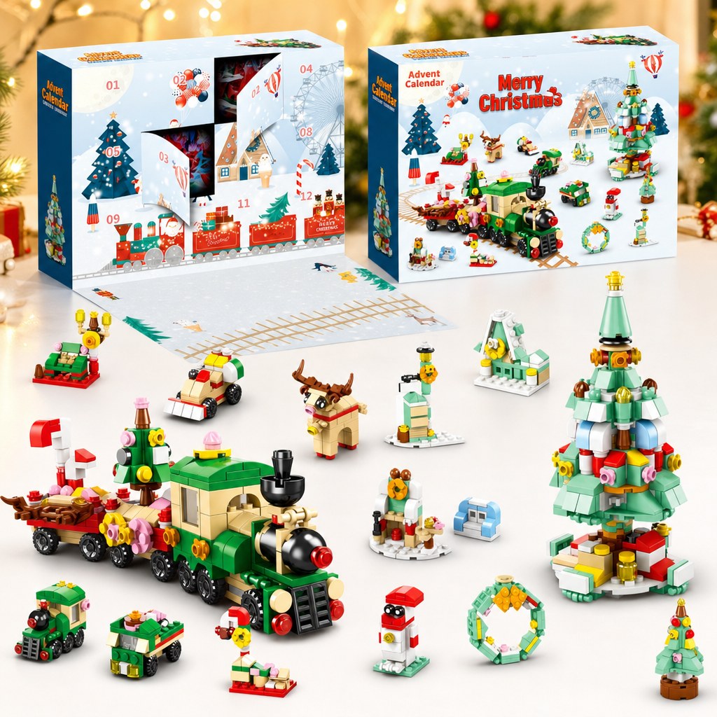 12-Door Christmas Brick Advent Calendar, 14 Builds, 6 in 1, 8 Versions