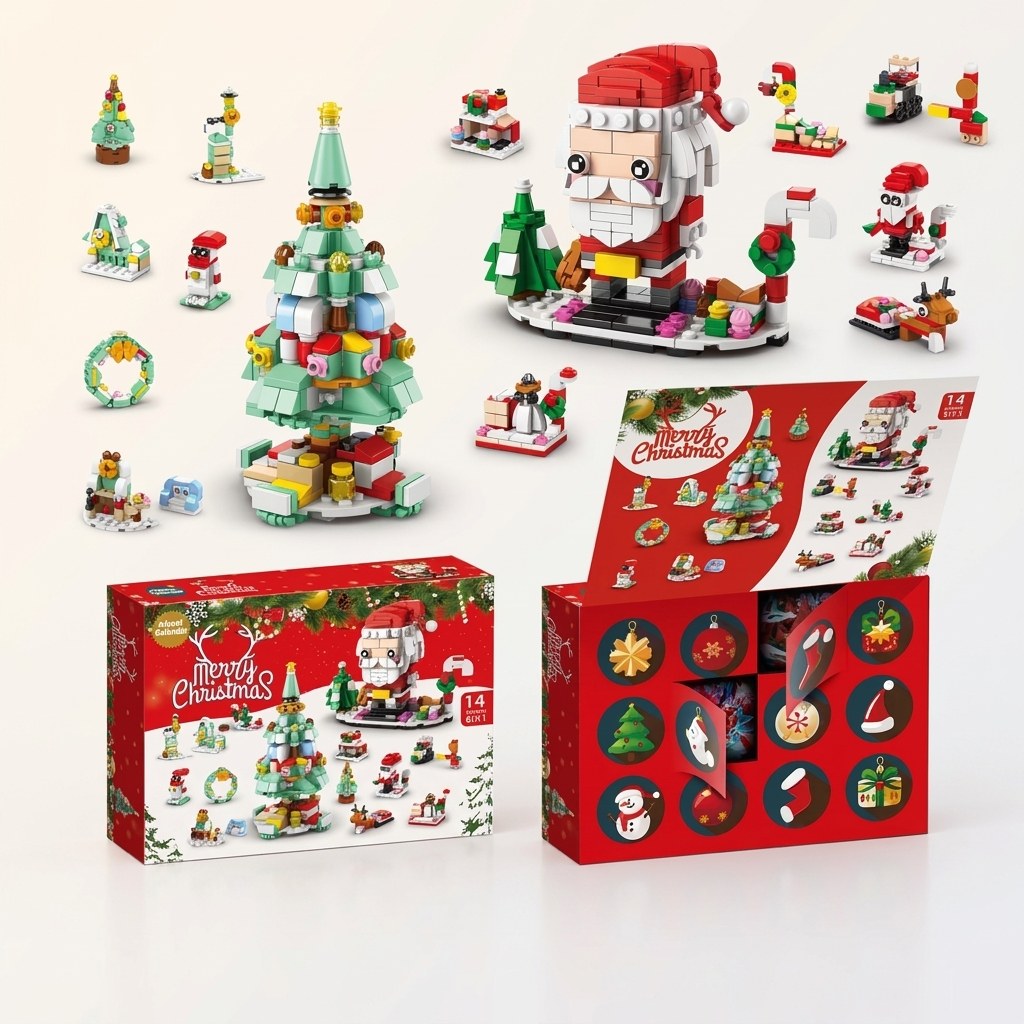 12-Door Christmas Brick Advent Calendar, 14 Builds, 6 in 1, 8 Versions