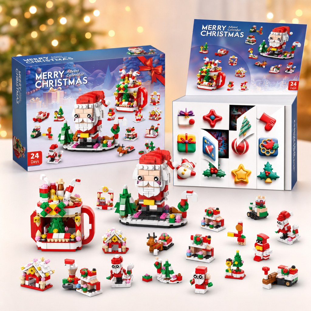 12-Door Christmas Brick Advent Calendar, 14 Builds, 6 in 1, 8 Versions