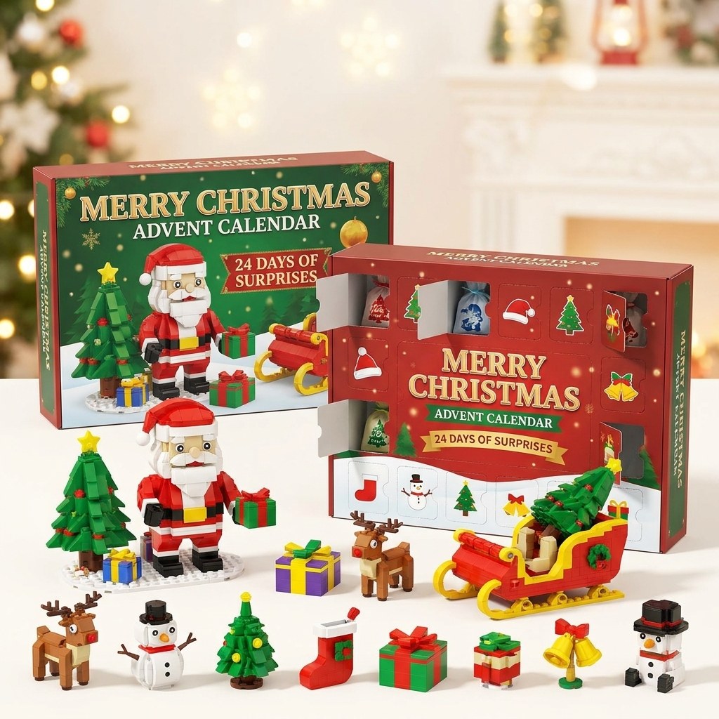 12-Door Christmas Brick Advent Calendar, 14 Builds, 6 in 1, 8 Versions
