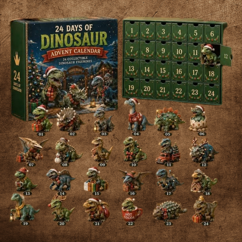 2D-dinosaur-julekalender med 24 dage