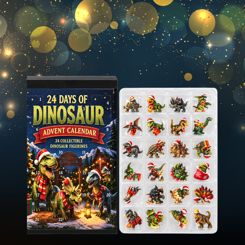 2D-dinosaur-julekalender med 24 dage