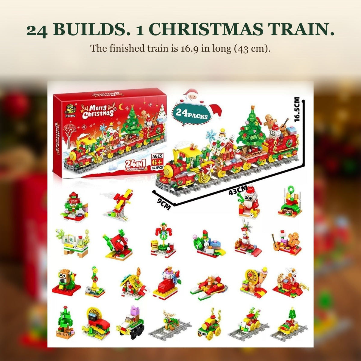 24-in-1 Christmas Train Advent Calendar, 872 Bricks