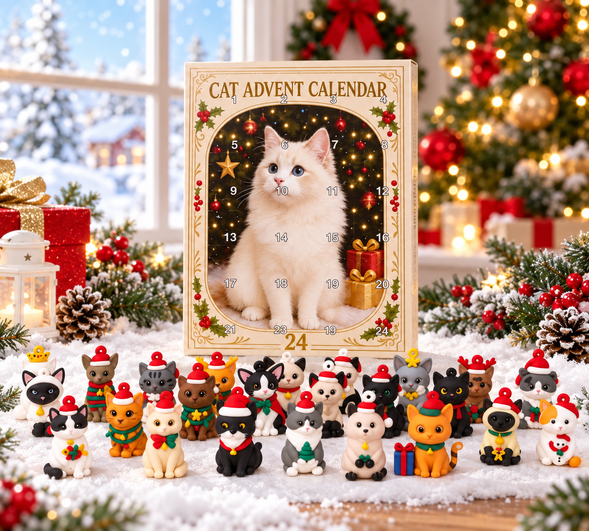 3D adventní kalendář s kočkou - vánoční odpočítávání