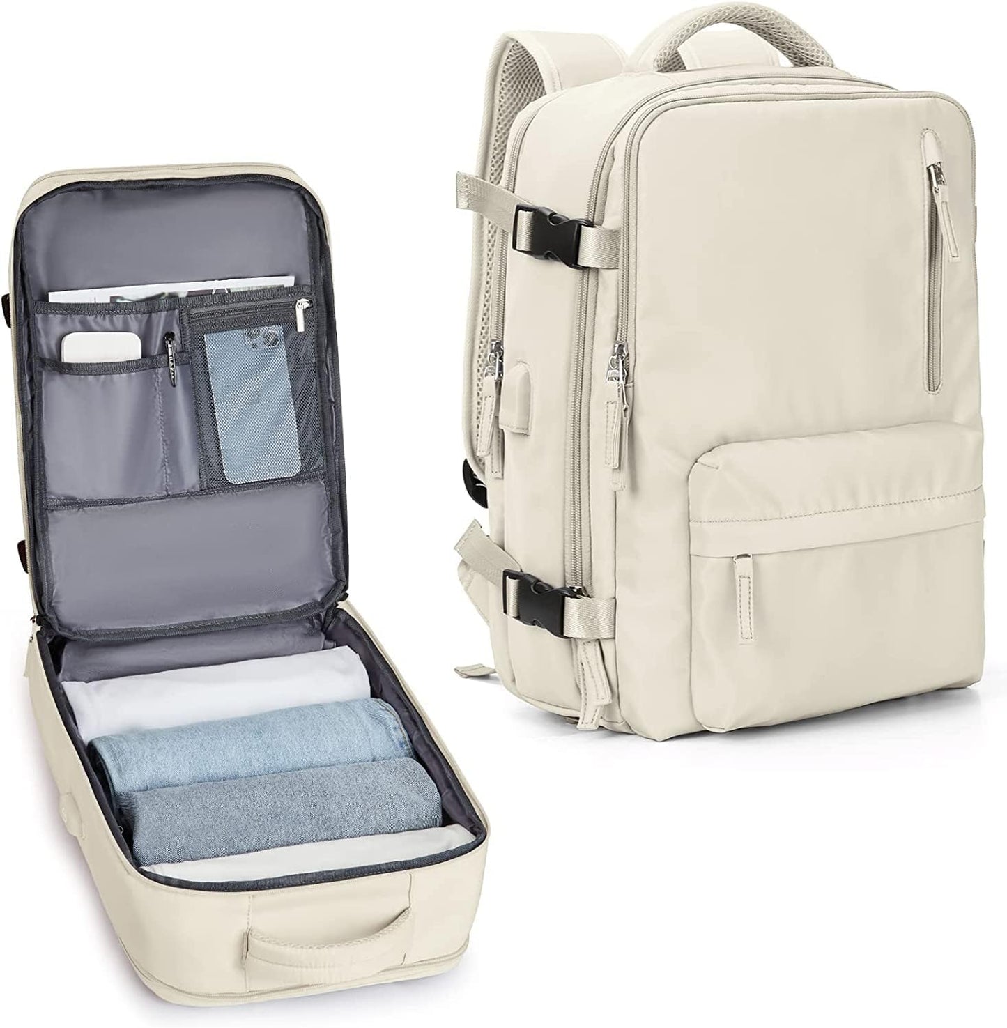 40L Waterproof Travel Backpack with Shoe Compartment & USB Port – 14” (35.56 cm) Laptop Fit