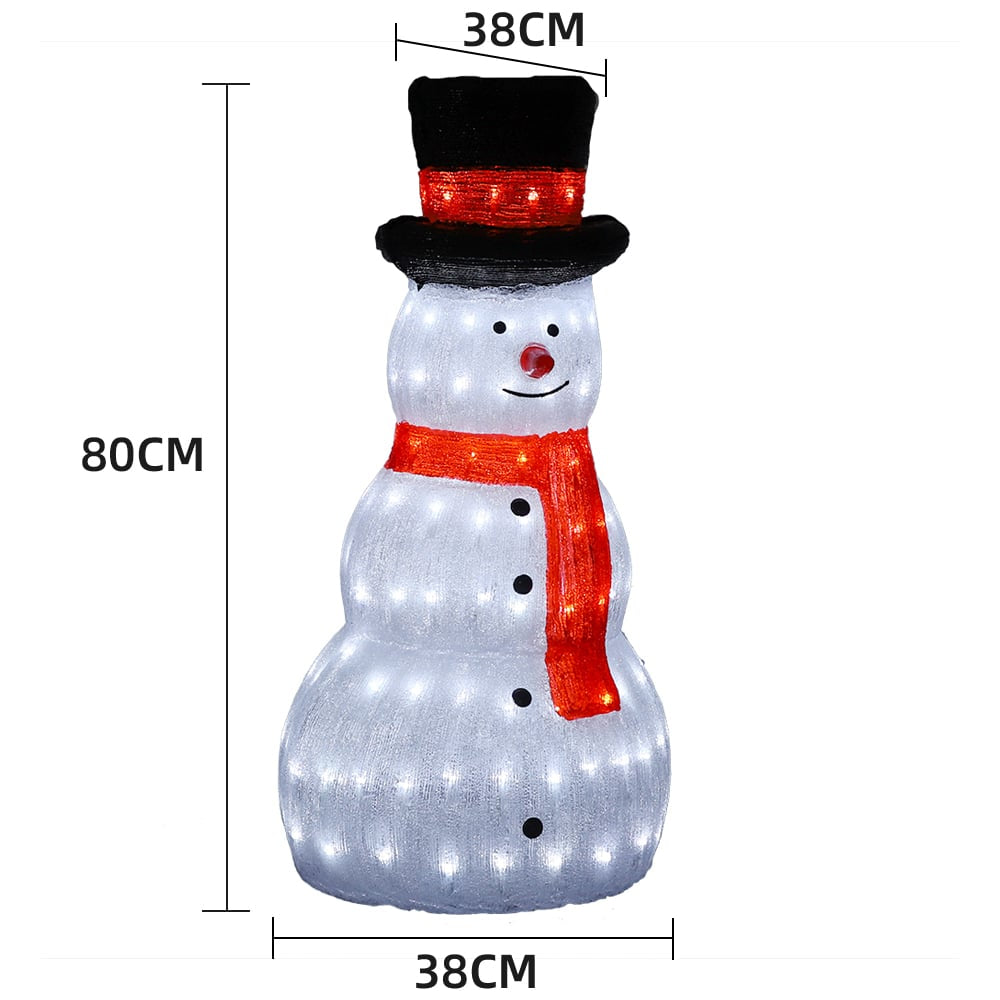 Akrylový snehuliak s LED svetlami - výška 80 cm