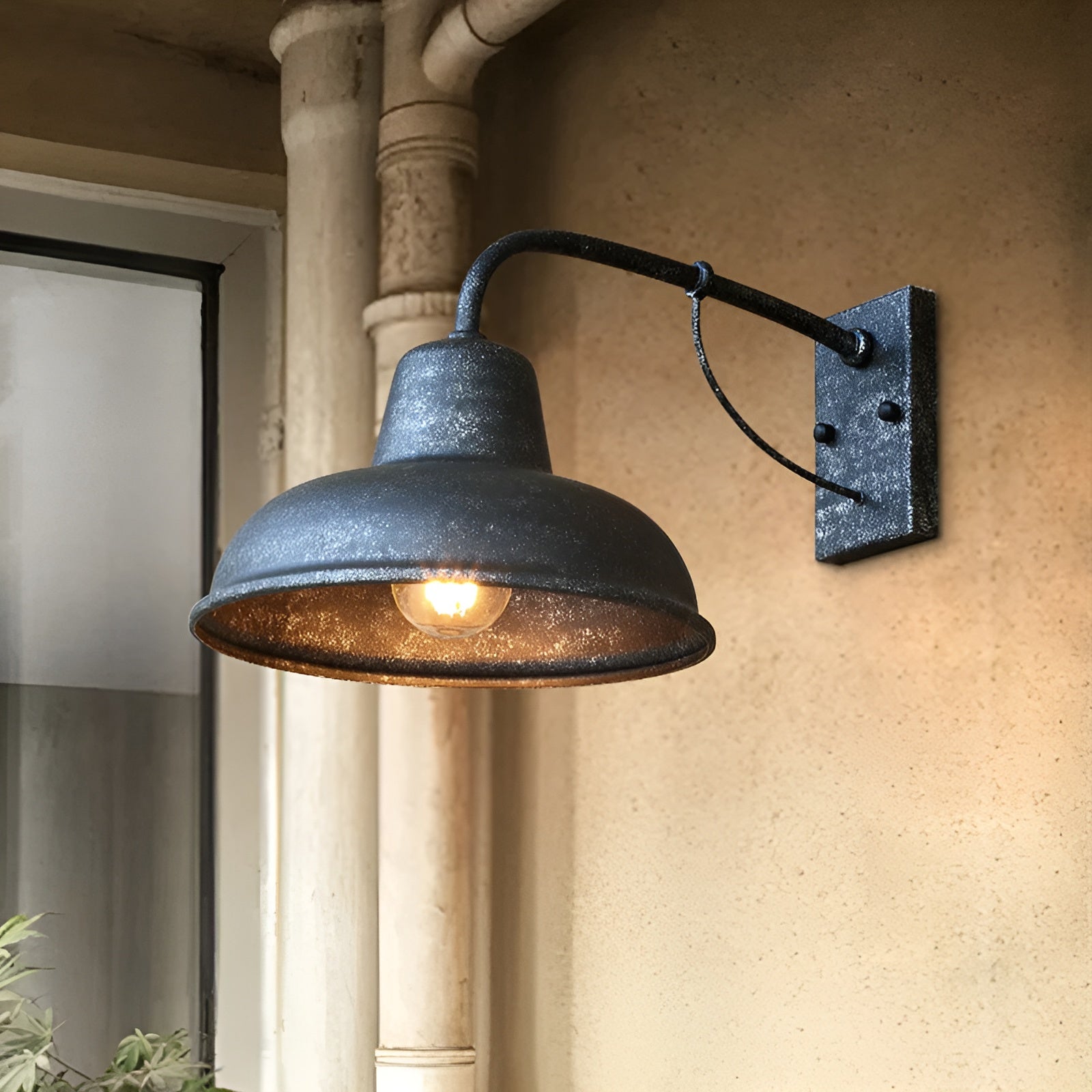 Aisle Iron Sconce - Antique Vintage Barn Light - Black Industrial Wall Light