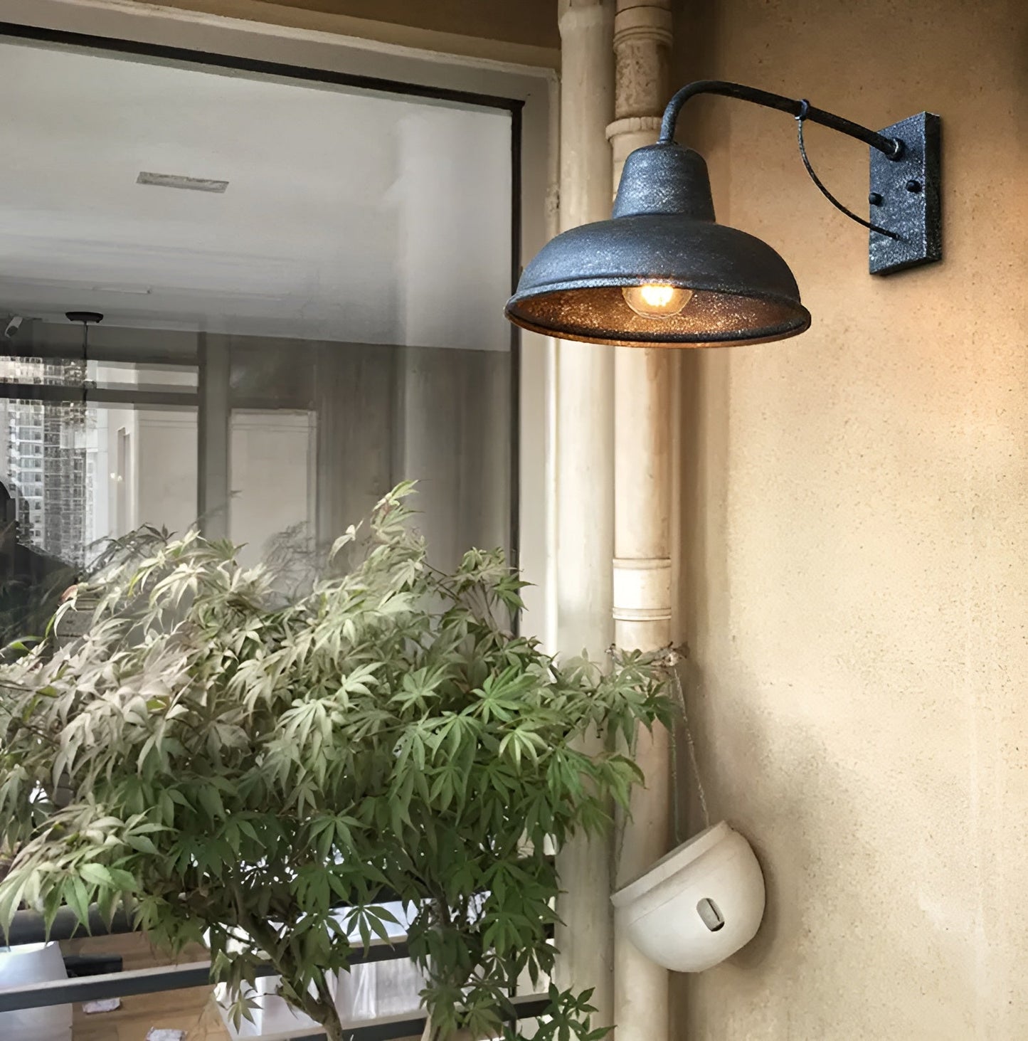 Aisle Iron Sconce - Antique Vintage Barn Light - Black Industrial Wall Light